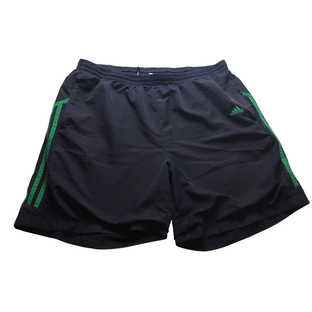 Adidas Men's Athletic Shorts Navy Blue Green Mesh Lined XL Workout Sporty NWOT